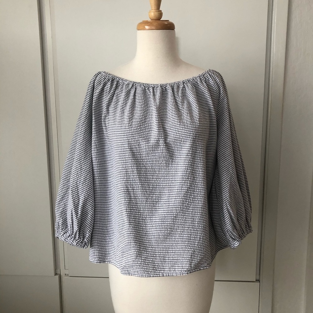 Anthropologie Maeve Striped Off-Shoulder Top